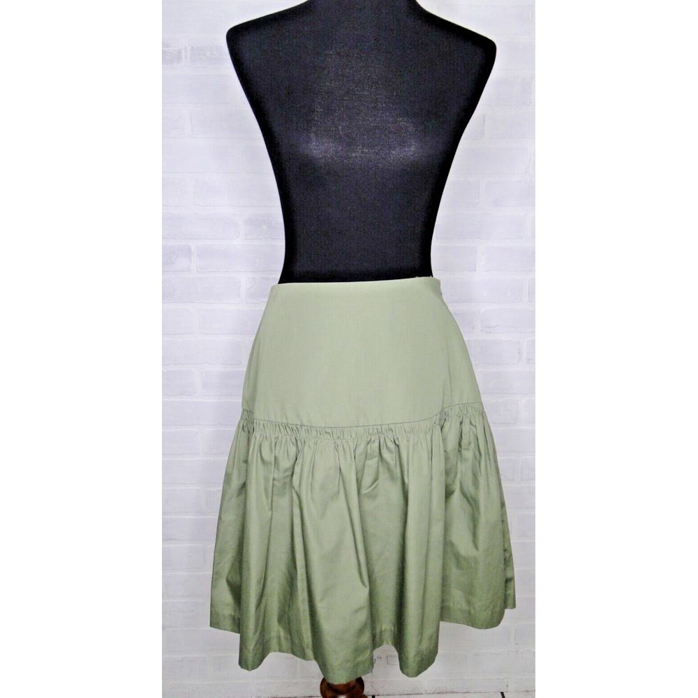 Vintage Y2k‎ Spiegel Fit To Flair Short Skirt Size 10 Olive Green Seamed 90s